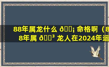 88年属龙什么 🐡 命格啊（88年属 🌳 龙人在2024年运势怎么样）